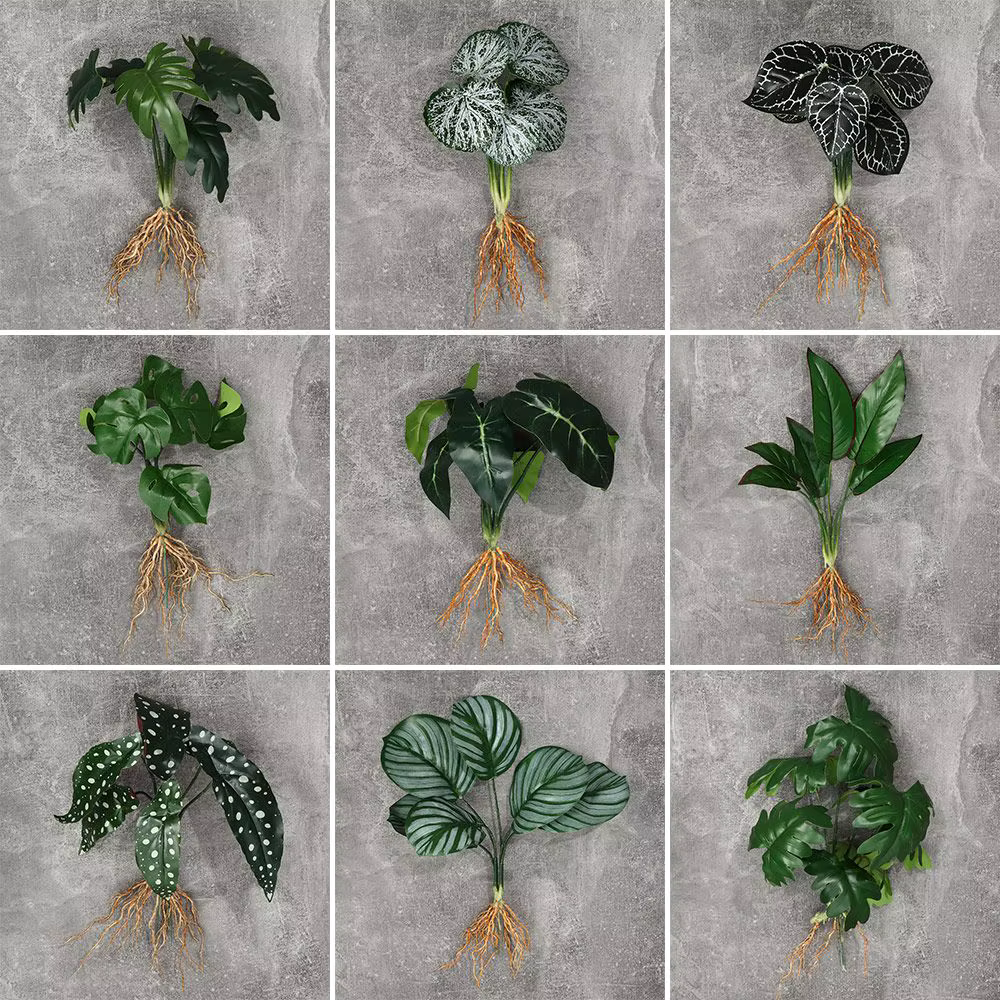 Verdure de simulation de plantes hydroponiques artificielles avec plante racine