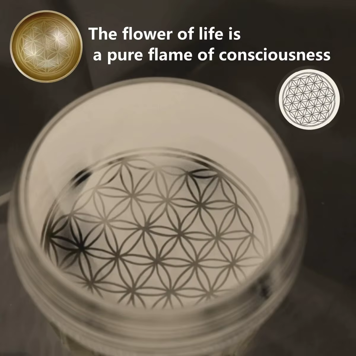 Miwayer Ensemble de bols chantants tibétains Fleur de vie Cadeau unique utile pour la méditation Yoga Soulagement du stress Prière et la pleine conscience