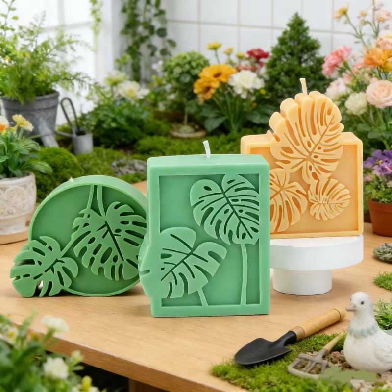 Moules à bougies en relief feuille de Monstera 3D