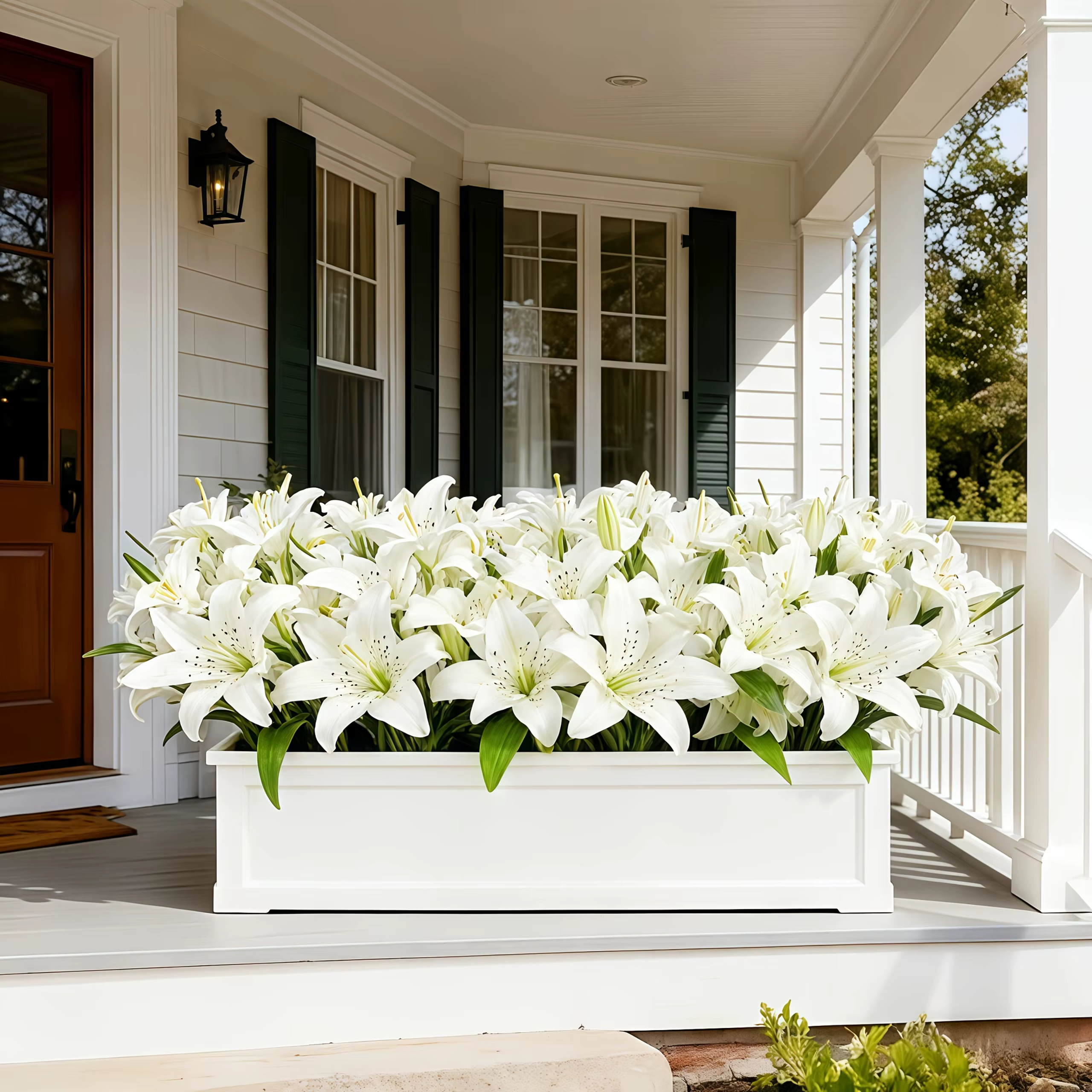 36 grands lys artificiels blancs - Fleurs au toucher réaliste