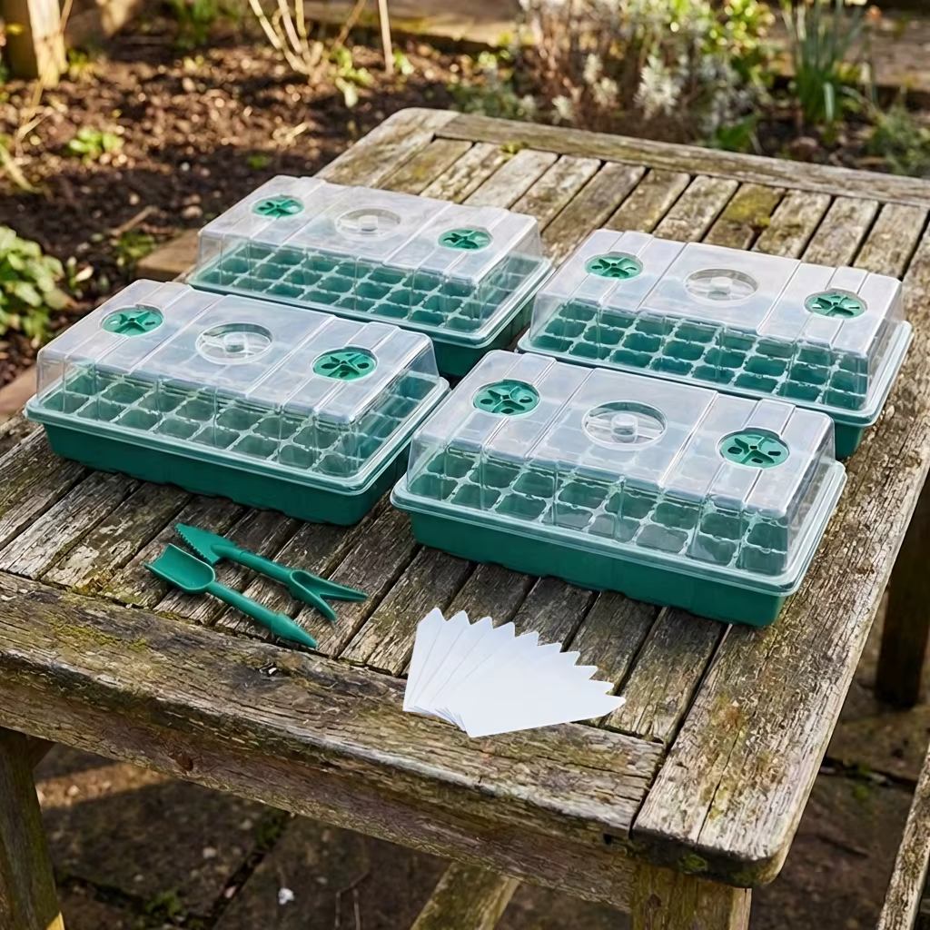 Plateau de semis 12/40 alvéoles avec dômes ventilés pour l'humidité et bases