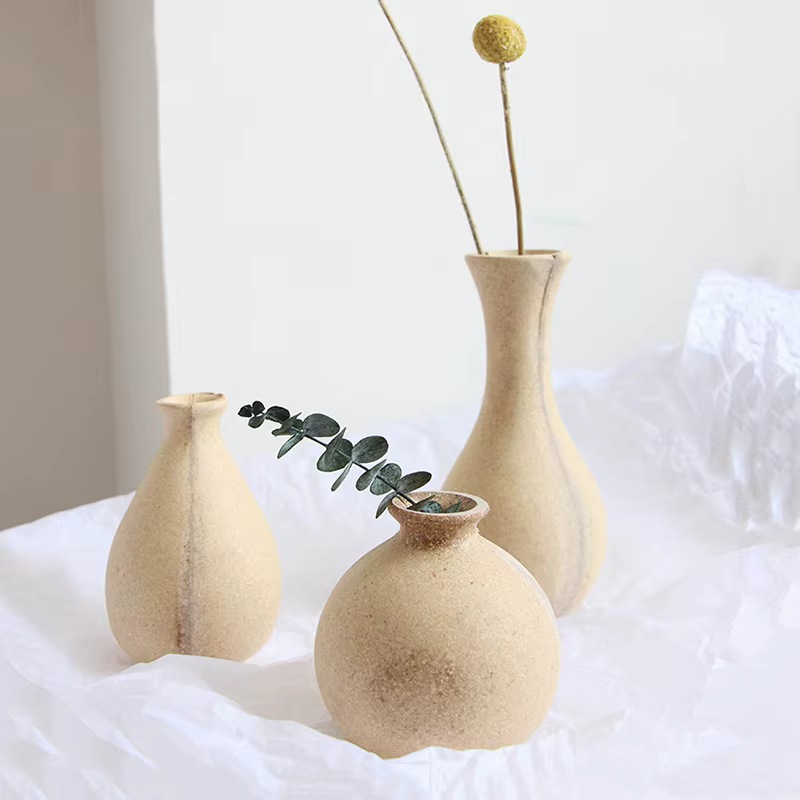 Vase à Fleurs en Bois Rétro Décoratif de Table