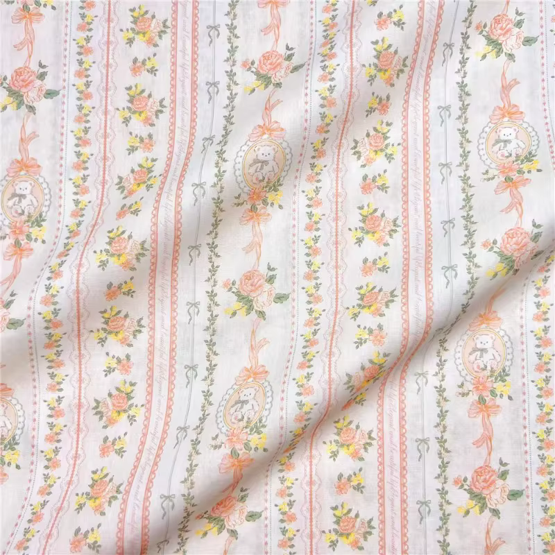 Ours fleur mur frais Branches florales imprimer 100% coton popeline tissu bricolage à la main couture automne robe chemises vêtements matériel