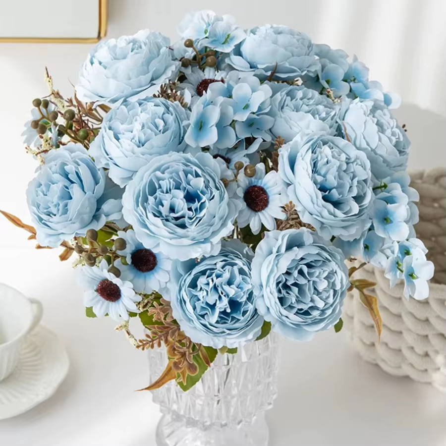 6Pcs Artificielle Fleur Soie Pivoine En Plein Air Cour Jardin Festival De Mariage Bouquet De Mariée Maison Salle BRICOLAGE Cadeaux Boîte Décor Accessoires