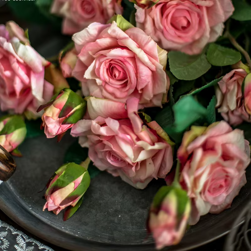 Fleurs artificielles grandes Roses en soie