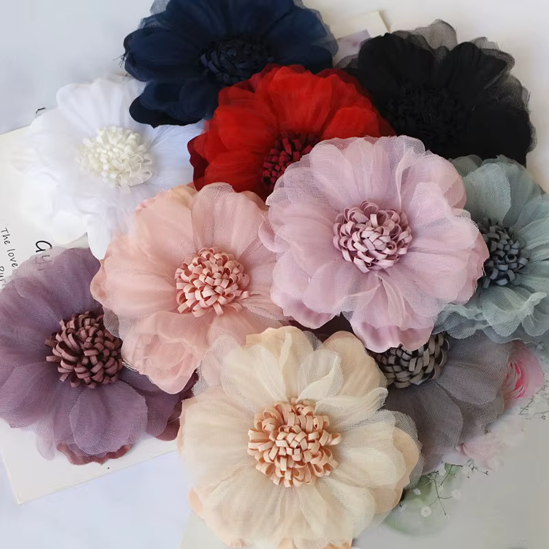 Grands fleurs en tissu faites à la main de 9CM
