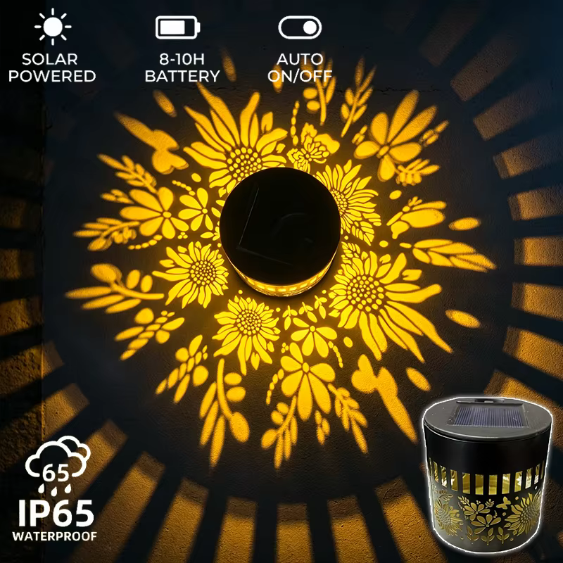  Lampe murale solaire en forme de tournesol, motif mandala, pour décoration extérieure de jardin, patio, véranda, cour