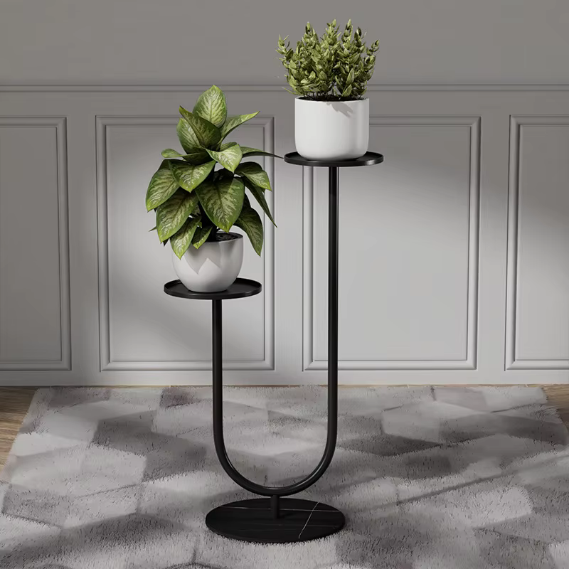 Support pour plantes – Support vertical en métal avec deux supports