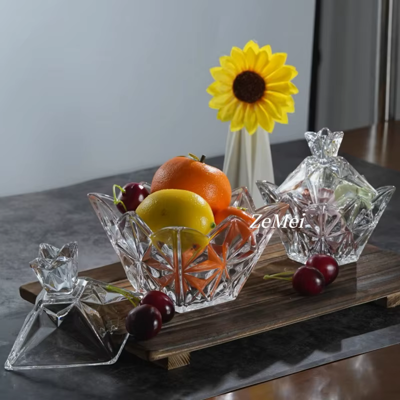 Pot à bonbons en verre de style européen en forme de diamant