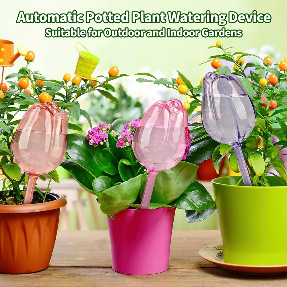 2/4 pots auto-arrosants en forme de tulipe