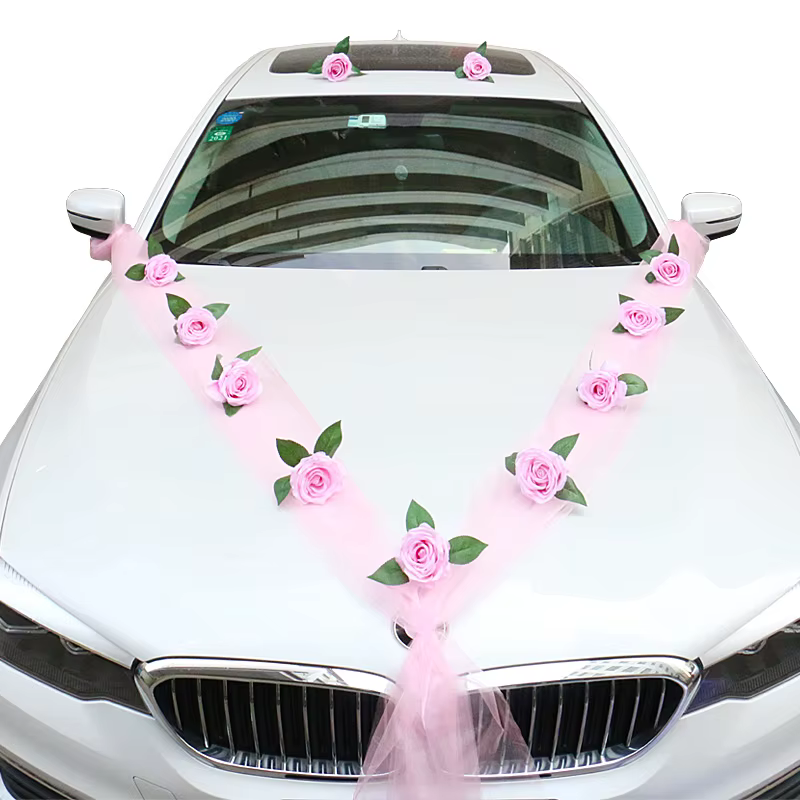 Fleur artificielle de Rose blanche pour décoration de voiture de mariage