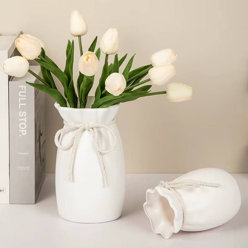 Vase à fleurs en plastique Design avec nœud