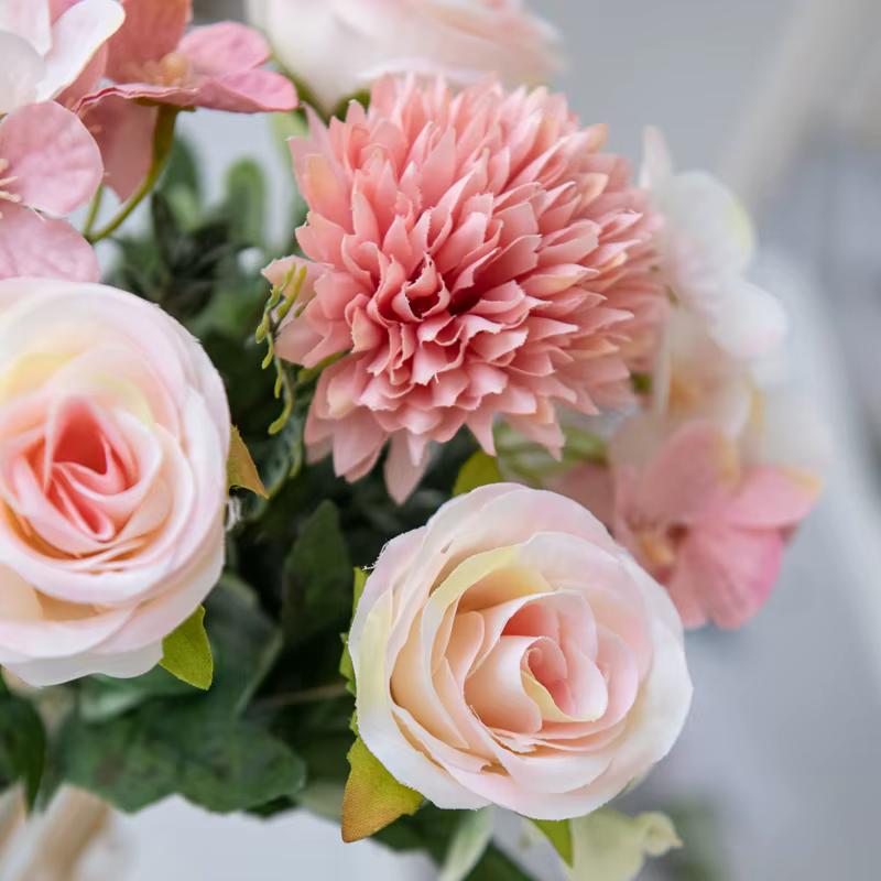 Fleur artificielle Rose chrysanthème soie bouquet de mariée mariage extérieur jardin arc saint valentin maison vase table bricolage cadeau décor