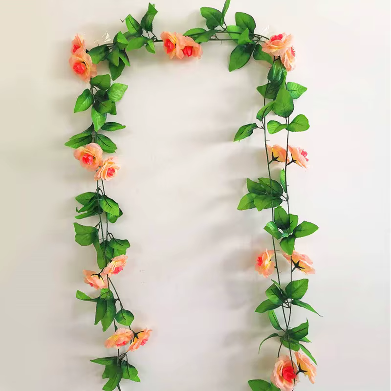 Nouvelle fleur artificielle rotin décoration rose soie guirlande
