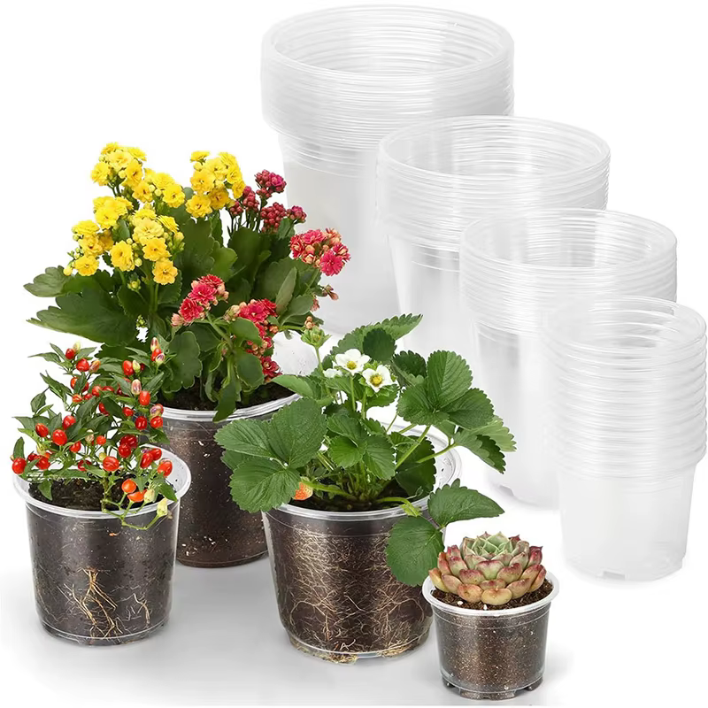 Pot de fleur transparent en plastique dur