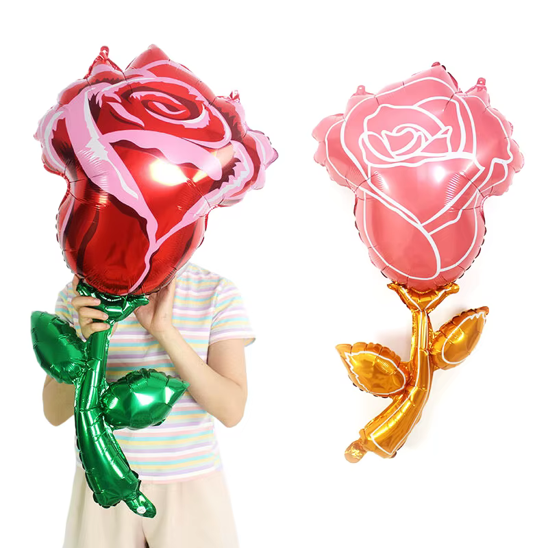 Ballon en aluminium de fleur de Rose