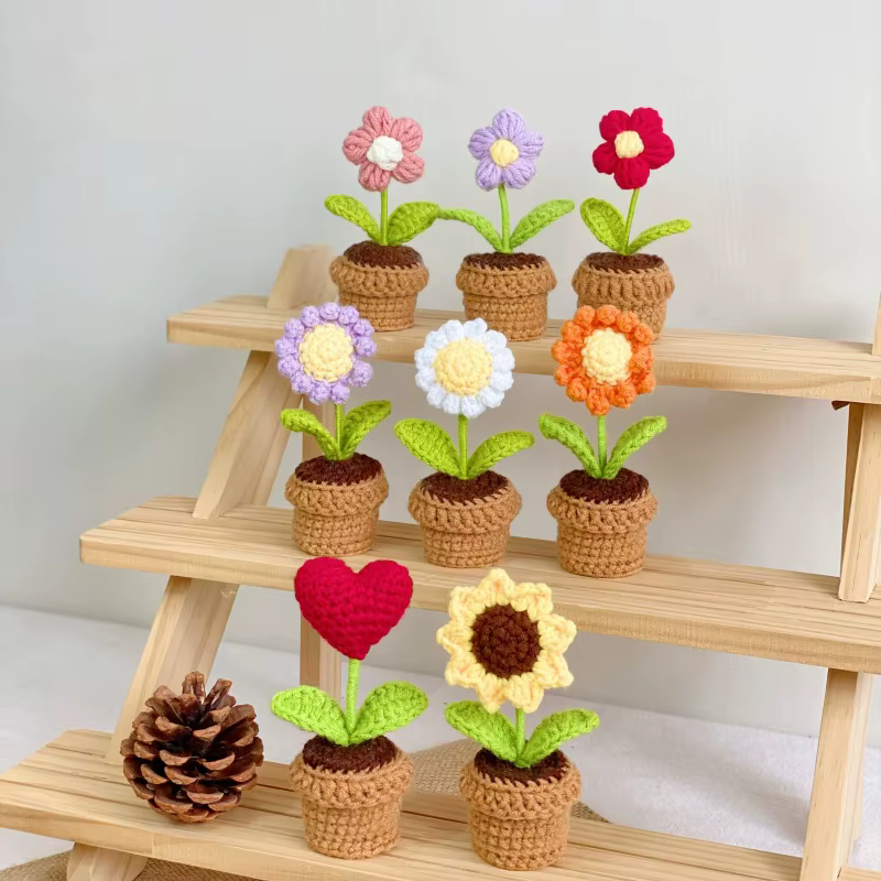 Garniture au Crochet Tuilp Rose Daisy tournesol en pot tricoté fleur bureau décoration mariage saint valentin cadeau pour les invités 2026