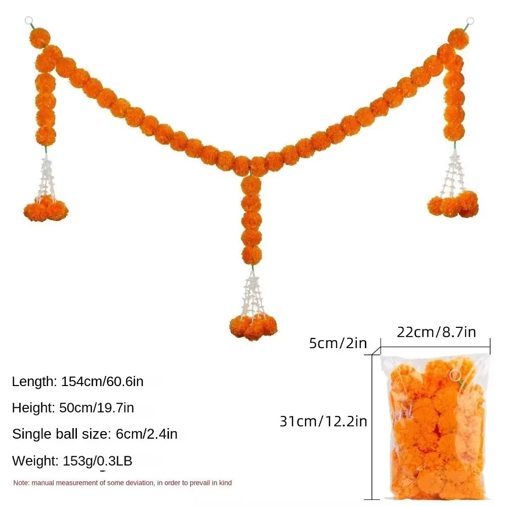 Guirlande artificielle de marguerites à longues tiges ​ ​   Guirlandes de fleurs de marigold pour la fête de Diwali, les mariages, les événements, la décoration indienne