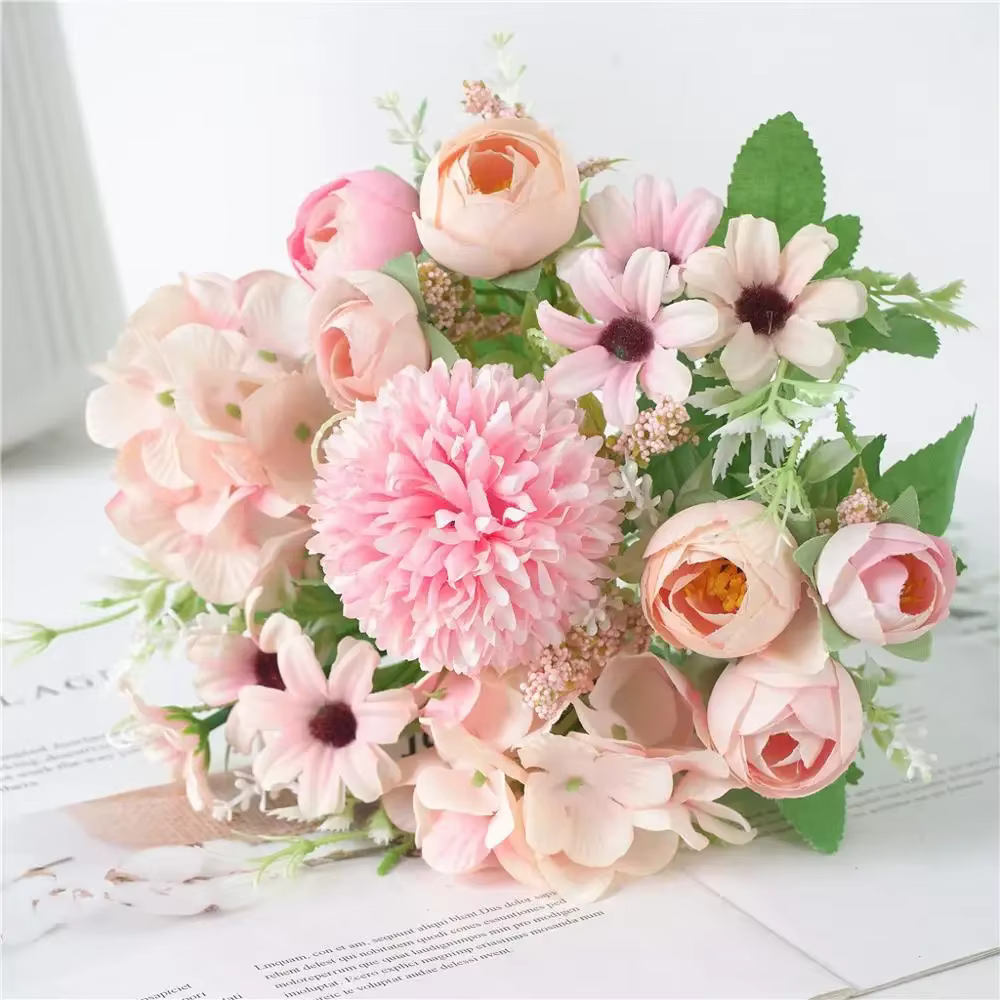 Bouquet de fleurs d'hortensia artificielles à 7 têtes