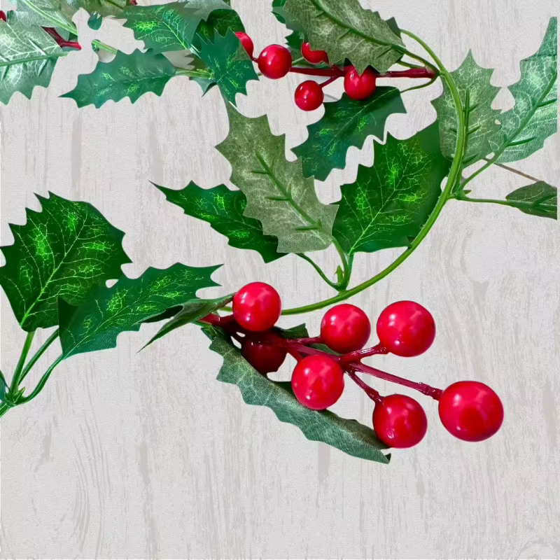 2 pièces 200cm Simulation noël cassis rouge plantes feuilles vignes chambre décoration en plastique artificiel vert plante feuille vigne