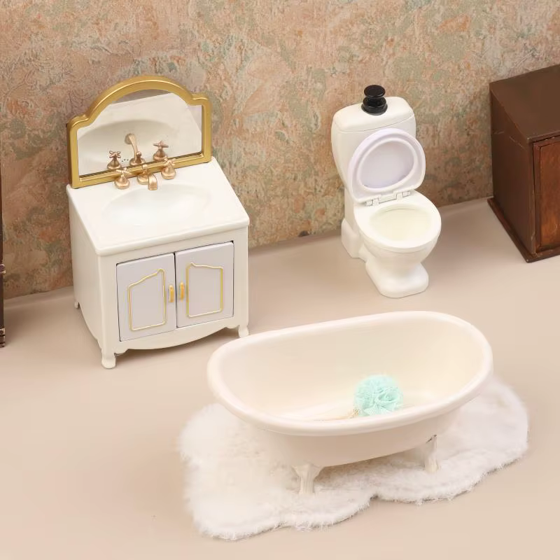 Baignoire Miniature pour maison de poupée, lavabo de toilette, modèle d'armoire, accessoires de meubles pour décoration de maison de poupée, jouet de jeu pour enfants, 1/12