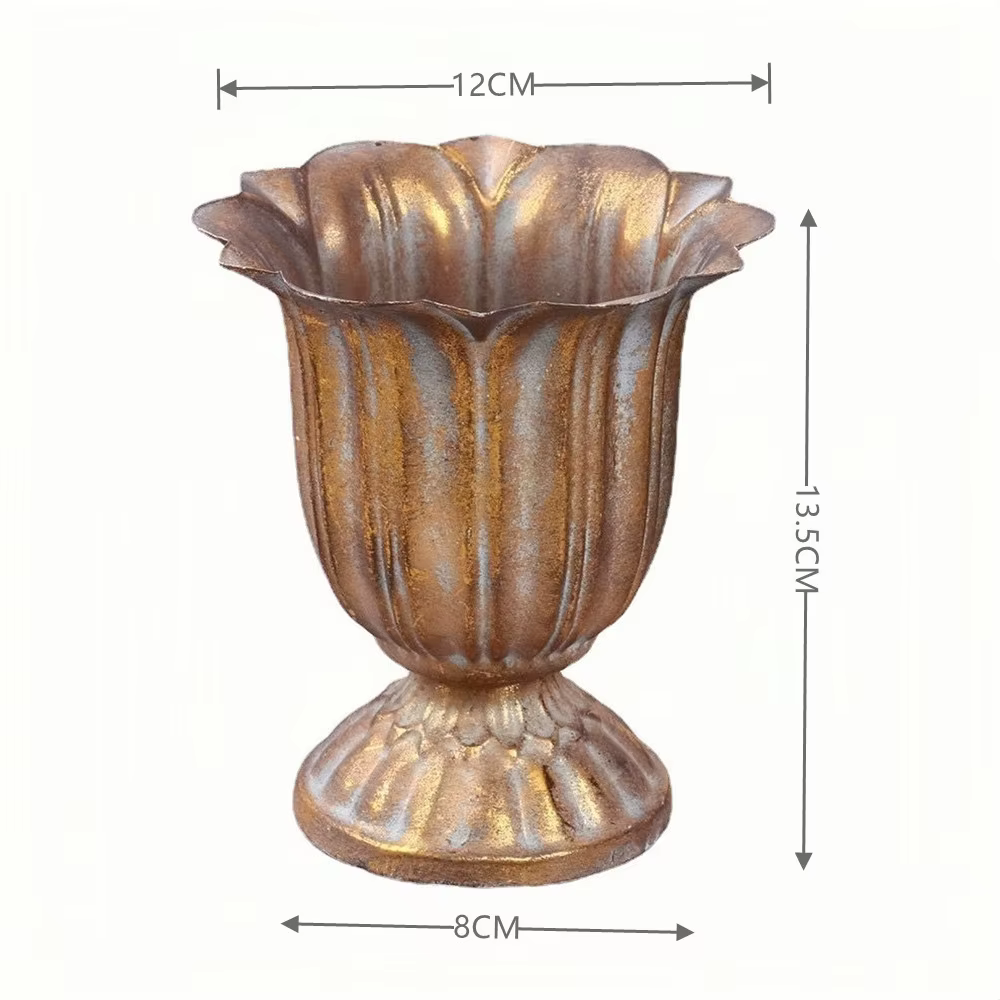 Vase en métal européen Vintage, décor Floral, Art en fer, accessoire de photographie pour la maison, Pot de fleur décoratif