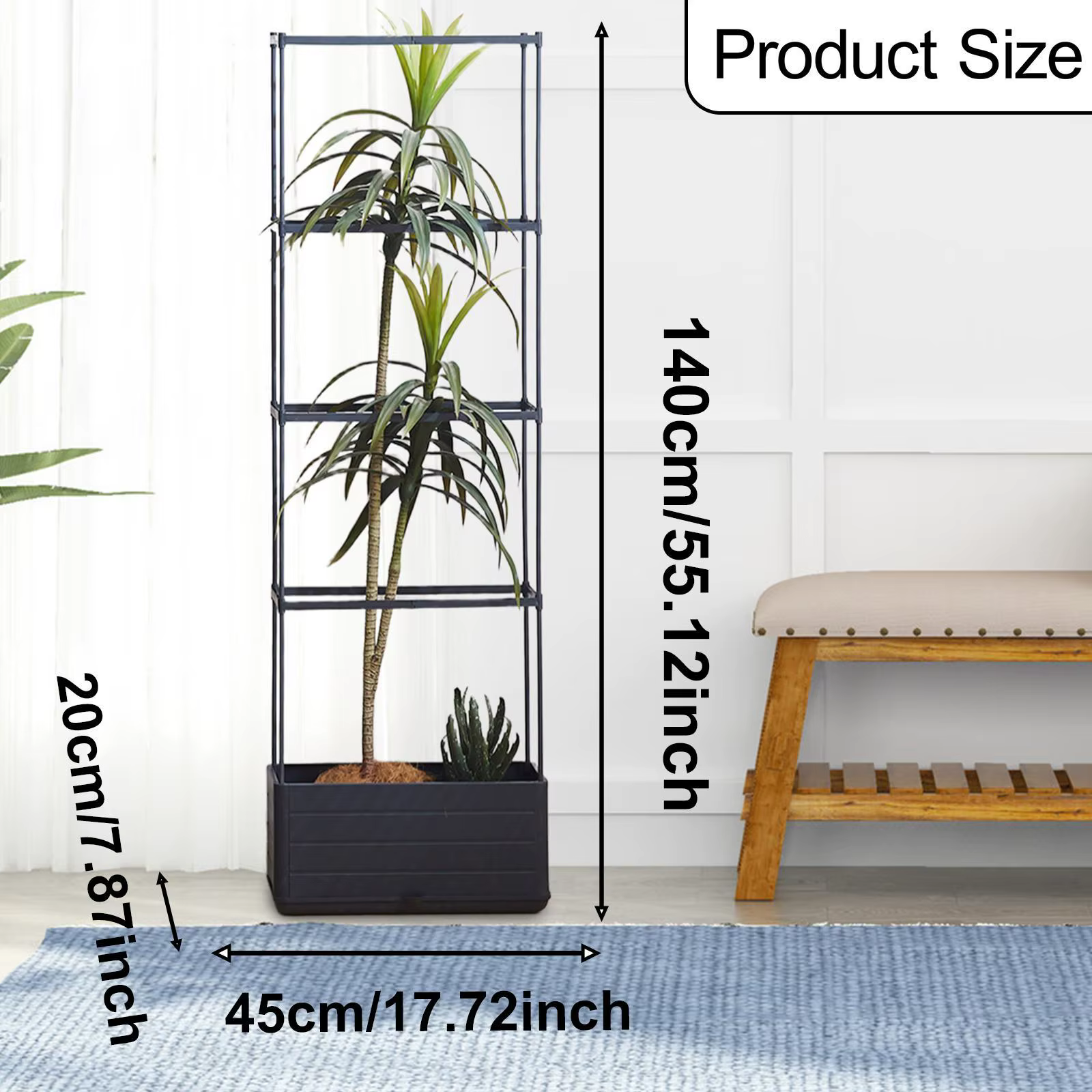 Boîte de jardinière avec pot de plantes en treillis