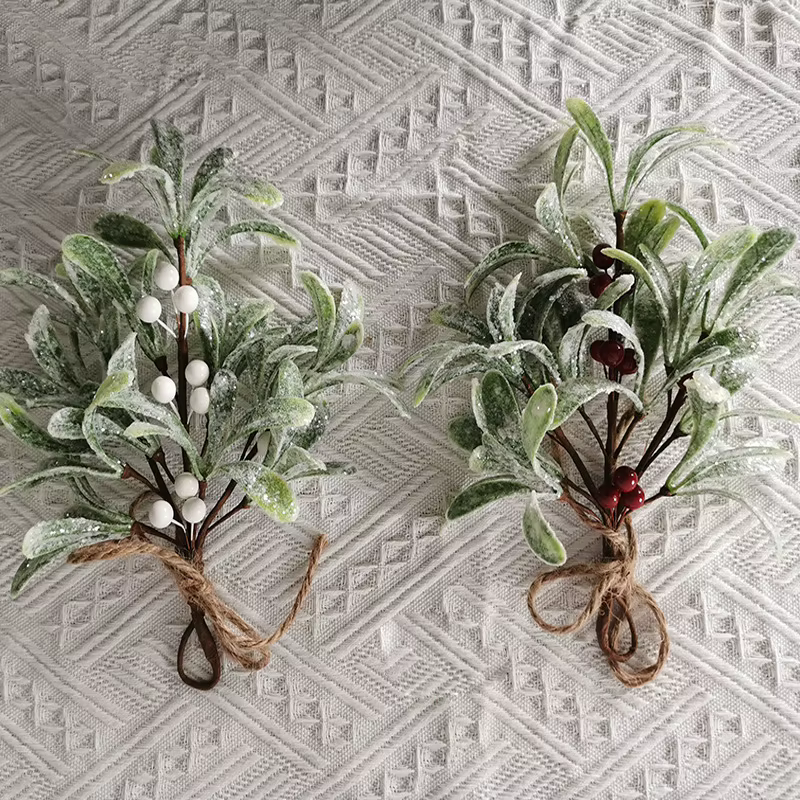 Fleurs Artificielles Givrées pour Décoration de Noël
