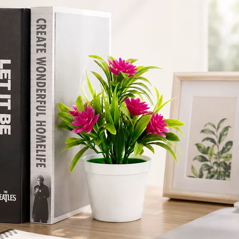 Mini-bonsaï de fleurs artificielles en pot pour décoration de table