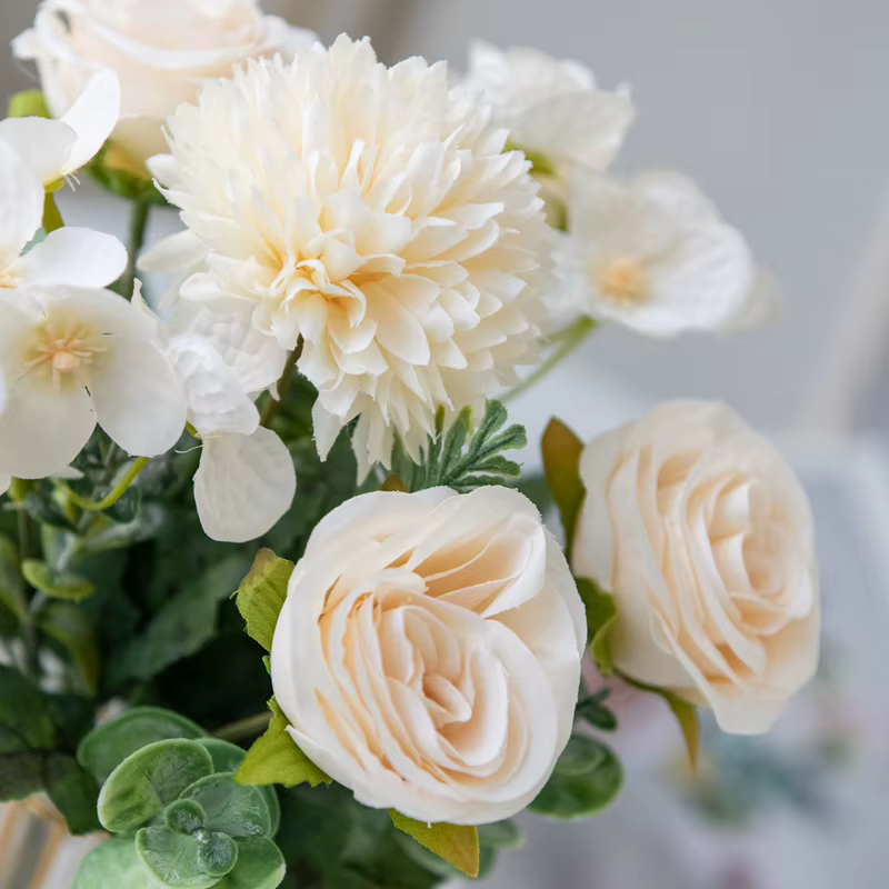 Fleur artificielle Rose chrysanthème soie bouquet de mariée mariage extérieur jardin arc saint valentin maison vase table bricolage cadeau décor