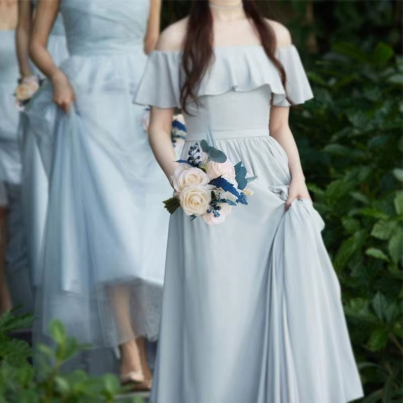 E8bd fleur corsage artificiel champagne bouquet rose paon bleu photo accessoires