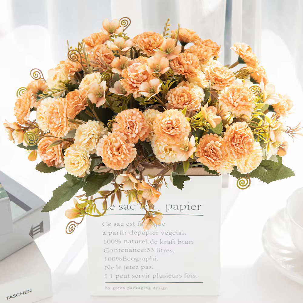 Fleurs artificielles 1 faisceau européen petit clou de girofle oeillets en gros mariage maison chambre photographie cour décor à la main bricolage scène