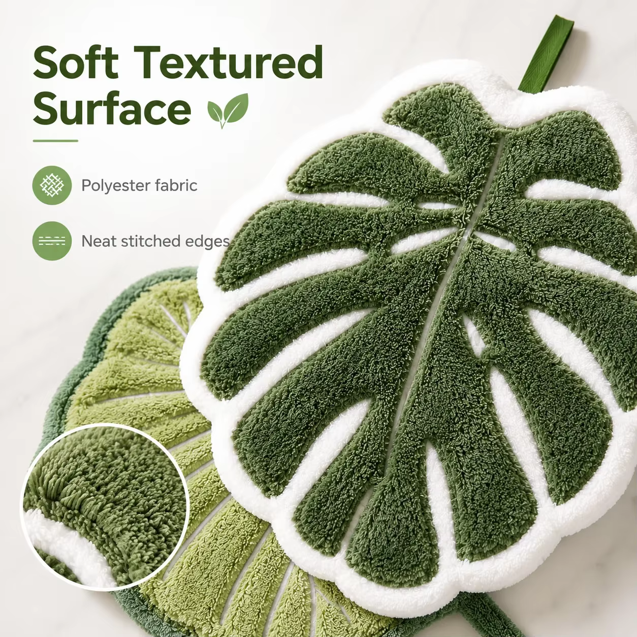 Serviette de toilette suspendue en forme de feuille