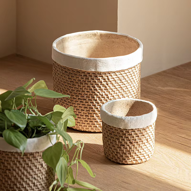 Jardinière tissée en faux ciment