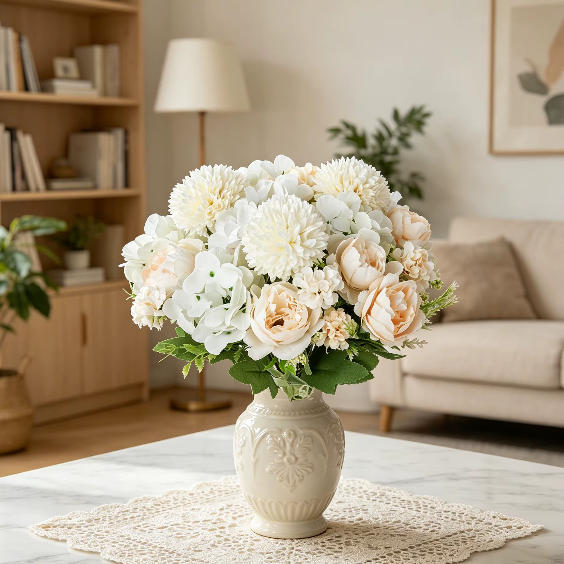Fleurs Artificielles en Soie Pivoine Hortensia pour Festival