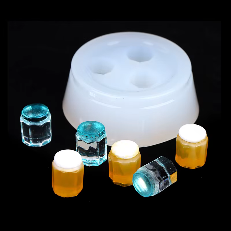 Mini moule en silicone DIY pour maison de poupée 1:12, pour canettes de boisson, pots de miel, bouteilles de boisson, décoration de maison de poupée (seul le moule)