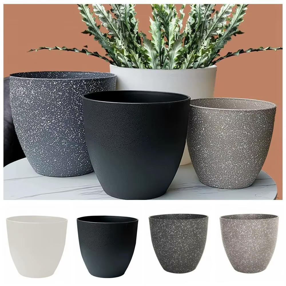 Pots de fleurs en pierre d'imitation givrée