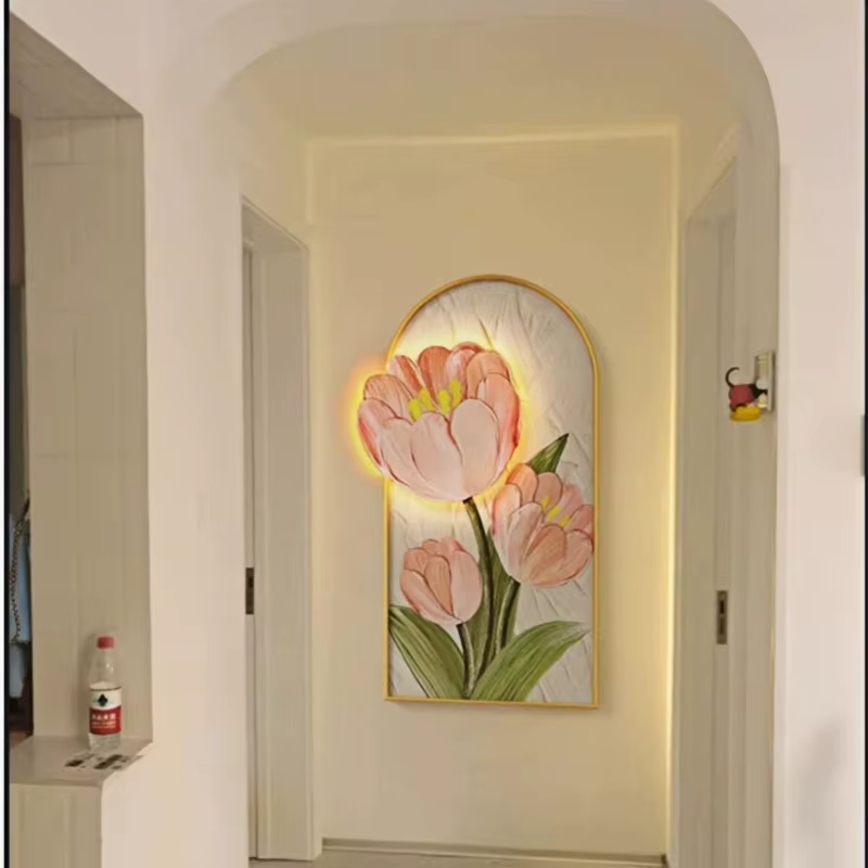 Lampe murale LED moderne à motif floral pour couloir intérieur, hall d'entrée, salon, décoration intérieure, lustre, peinture suspendue, éclairage mural