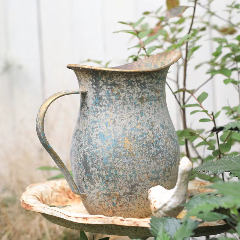 Vase à fleurs Vintage en métal galvanisé