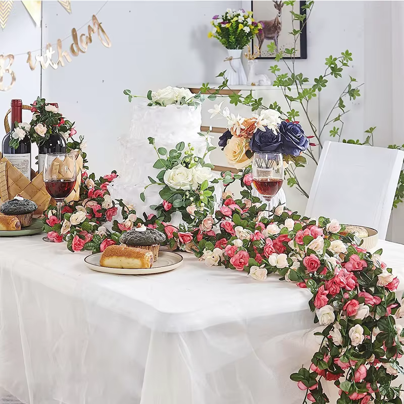 2.5m, Guirlande de roses artificielles en soie