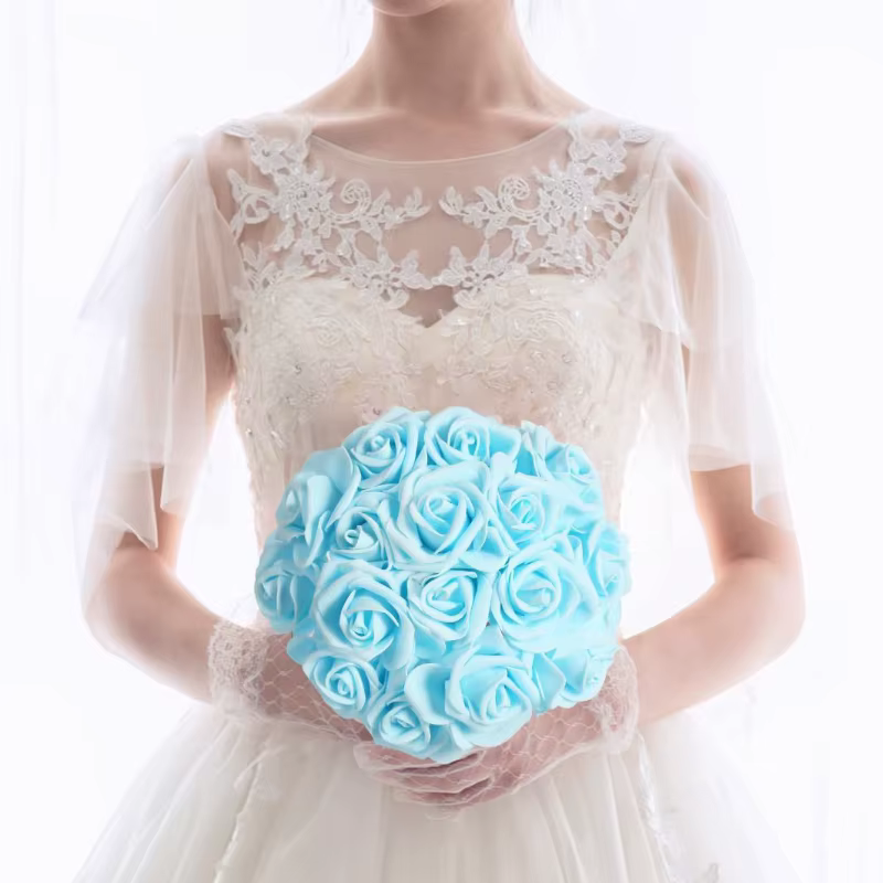 100 pièces Simulation fleurs 7cm mousse Roses tête bricolage mariée tenant fleur mariage décoration de la maison