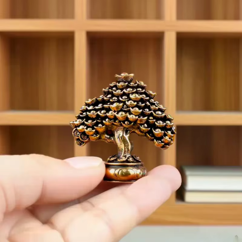 Figurines Feng Shui d'arbre de richesse chinoise en laiton