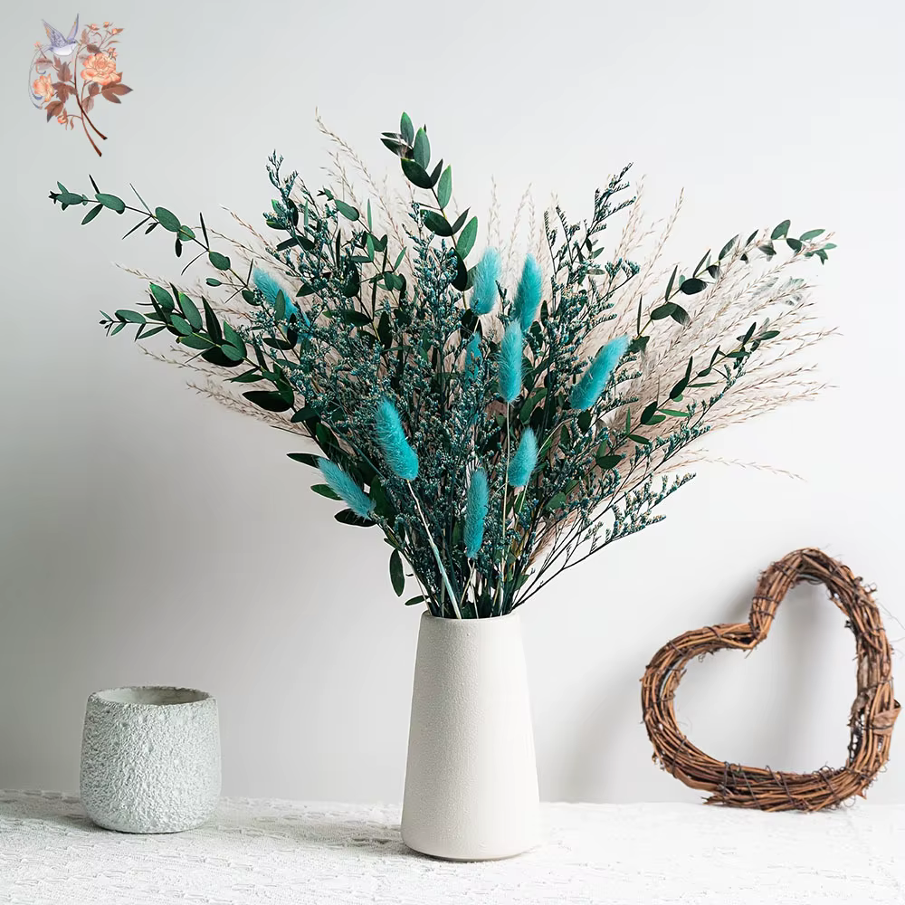 Bouquet de fleurs séchées naturelles bleues