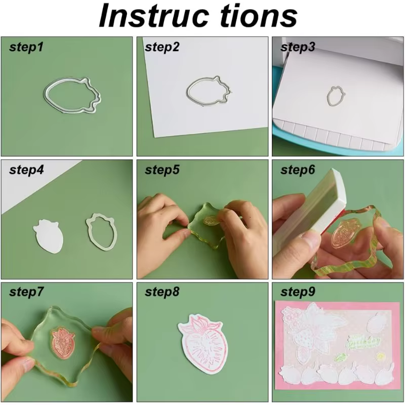 Matrices découpées en fleurs de cerisier et ensemble de tampons transparents