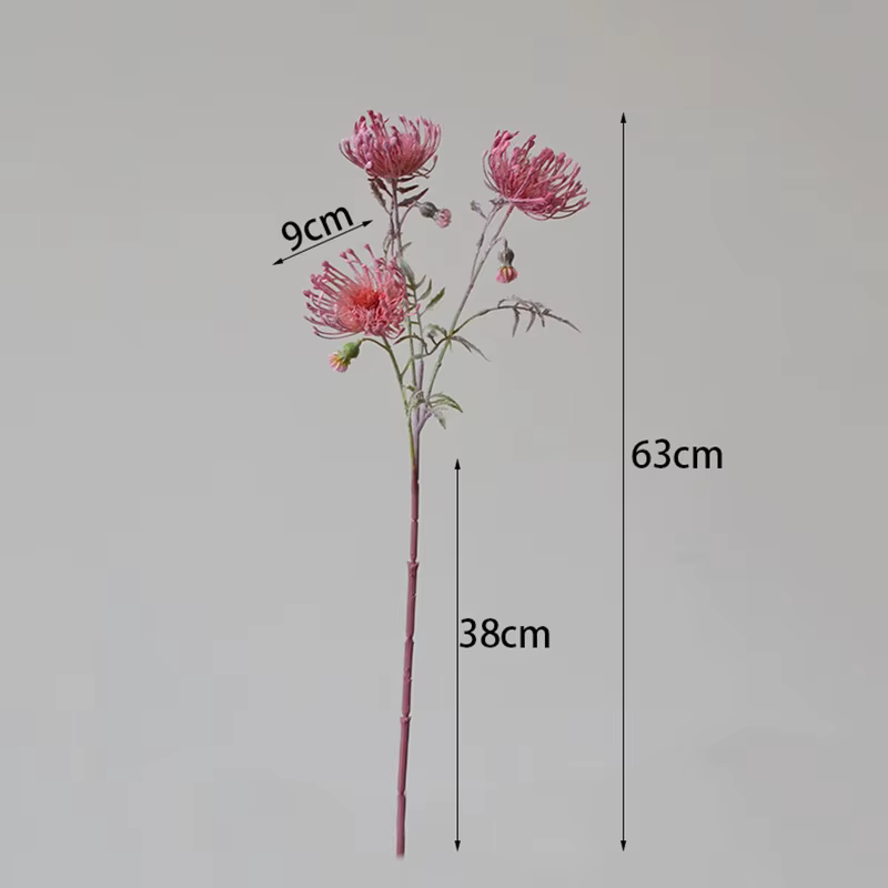 Fleurs artificielles de Leucospermum floquées pour la décoration de mariage flores artificiales fausse fleur en
