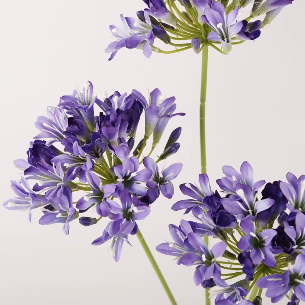 Nouvelle branche de fleurs d'agapanthus artificielles de 75 cm de long
