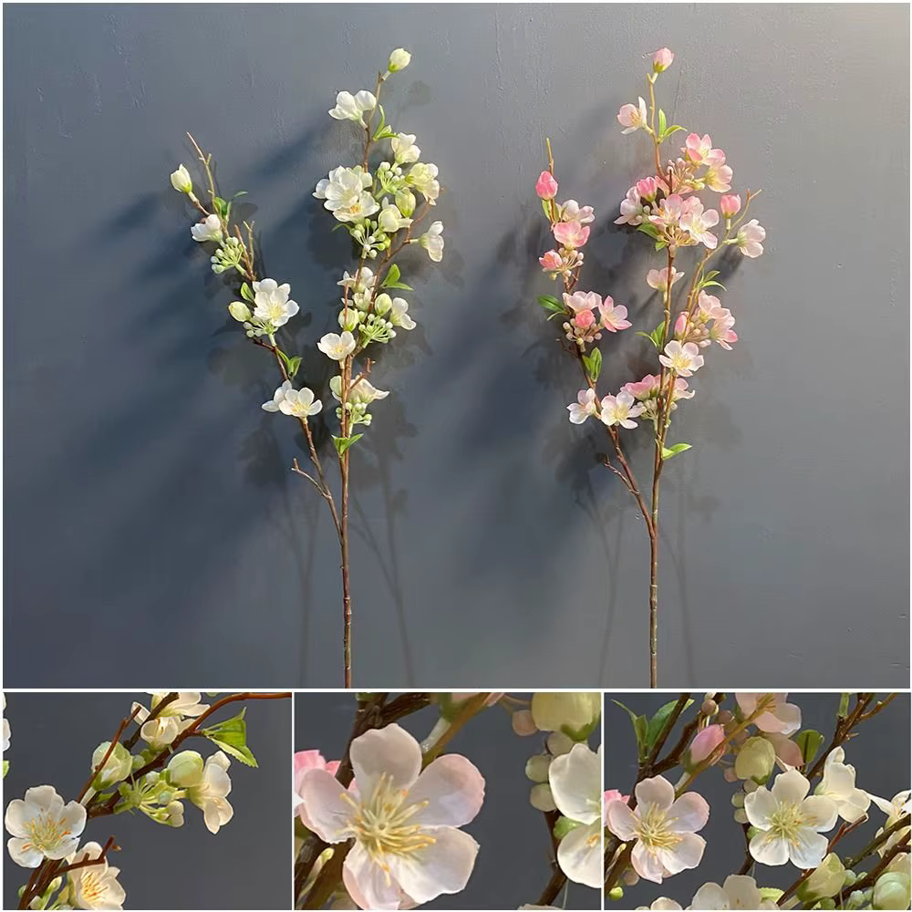 Longue branche artificielle de fleurs de cerisier de 84 cm à 2 branches