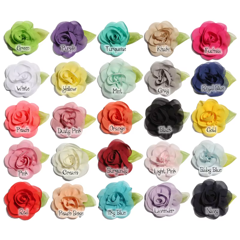Fleurs en mousseline de soie pour décoration de mariage, 10 pièces, 5.5cm, tissu décoratif pour nouveau-né, avec feuilles, pour la maison, le jardin