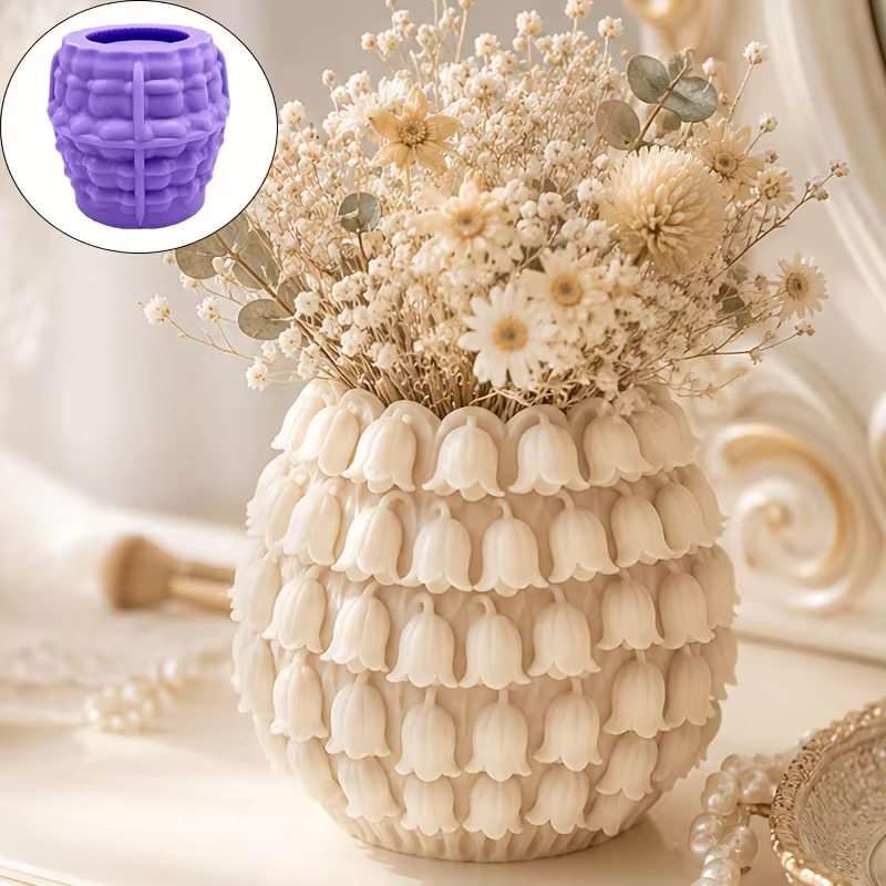 Pot de fleurs en forme de muguet fabriqué avec un moule en silicone