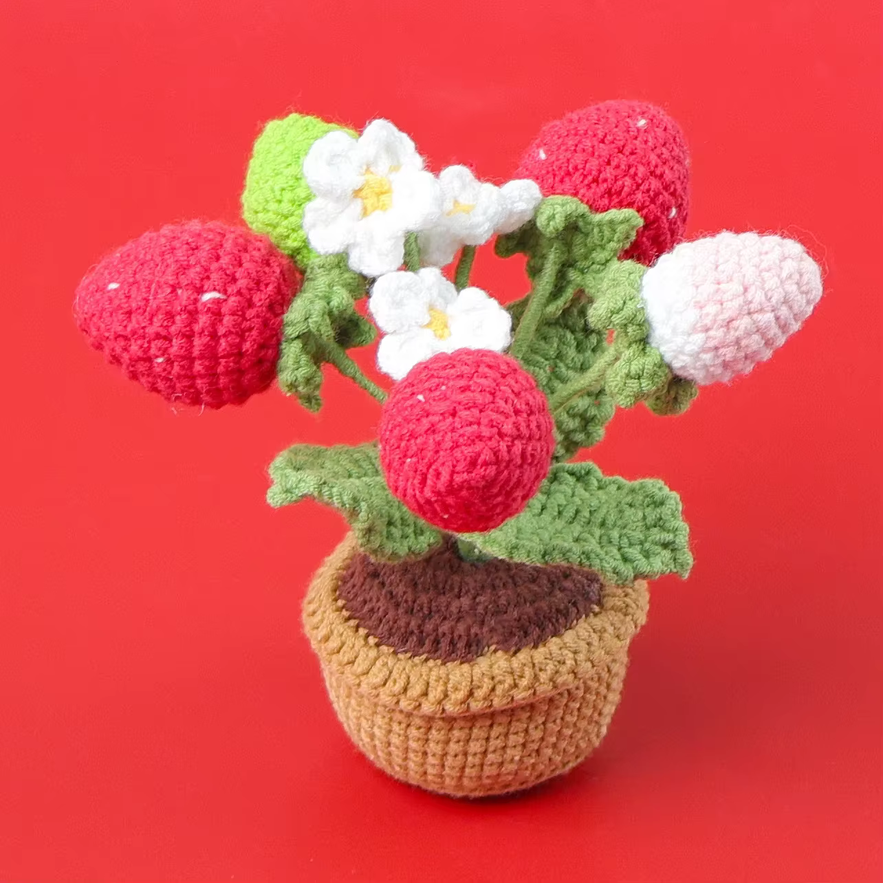 Fil Crochet4Artificial Rose plante en pot cadeau de saint valentin décoration de mariage décor à la maison accessoire de photographie